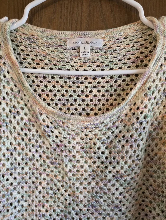 John + Jenn Pastel Open-Weave Crewneck Sweater - Multicolor - Picture 2 of 3